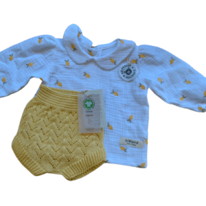 conjunto punto cubre pañal y jersey en algodón orgánico
